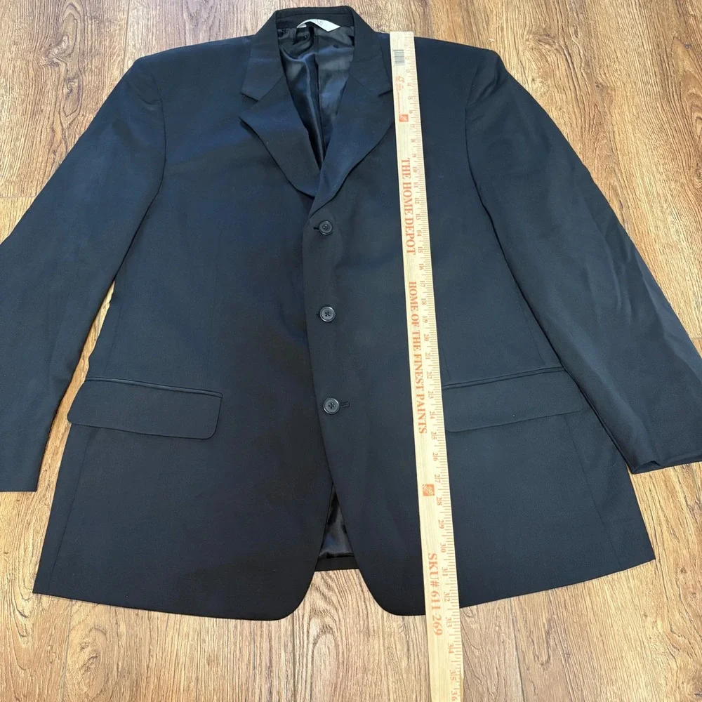 VTG Versini Mens Black 100% Wool 3 Button Blazer‎ Sport Coat Jacket 46R Classic